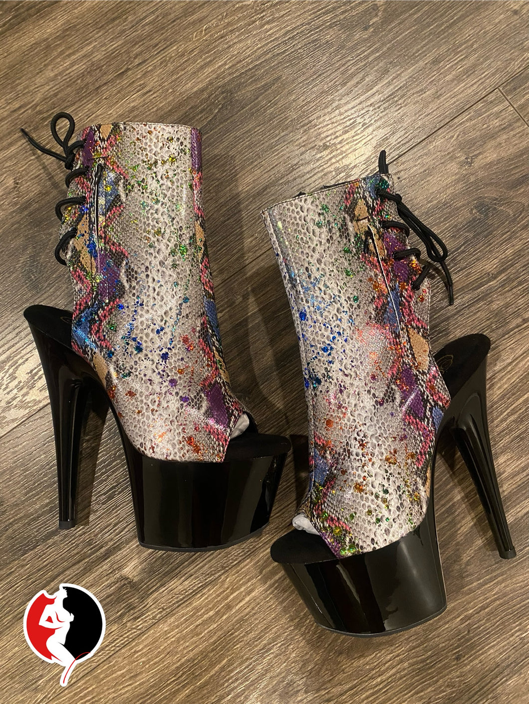 Snake print ankle boots