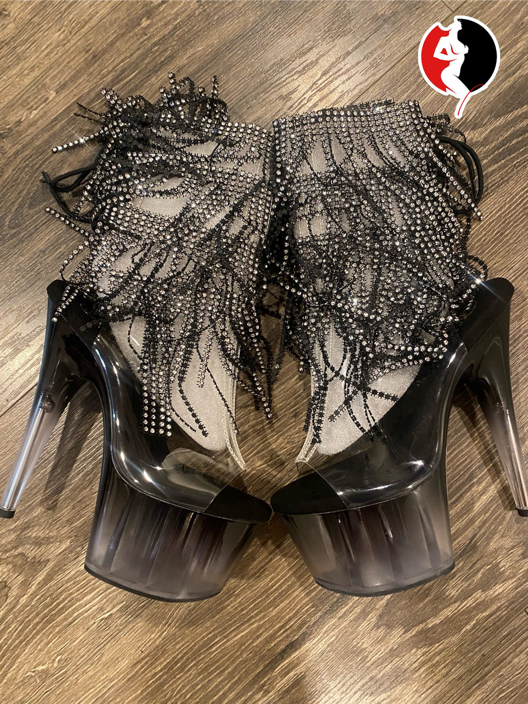 Black diamond fringe ankle boots