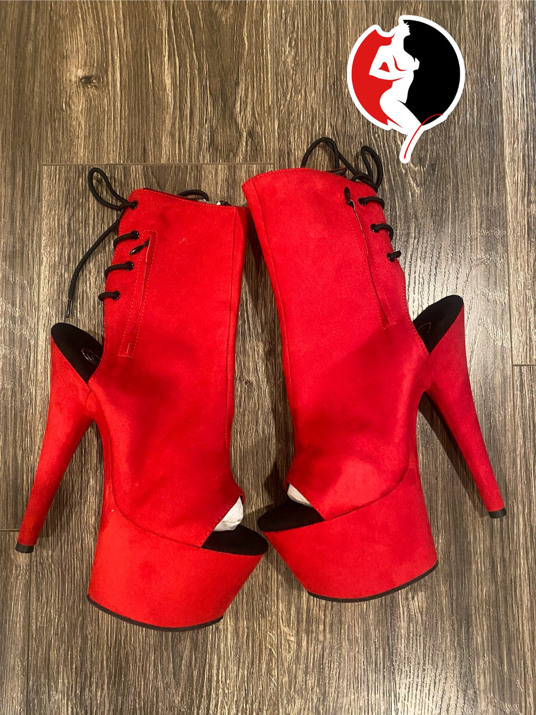 Red suede ankle boots