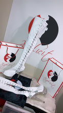Load image into Gallery viewer, Custom cut out white thigh highs
