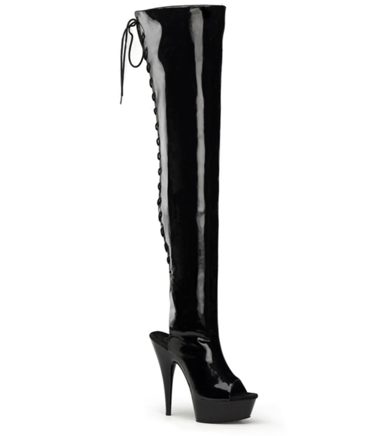 Basic black patent leather thigh highs